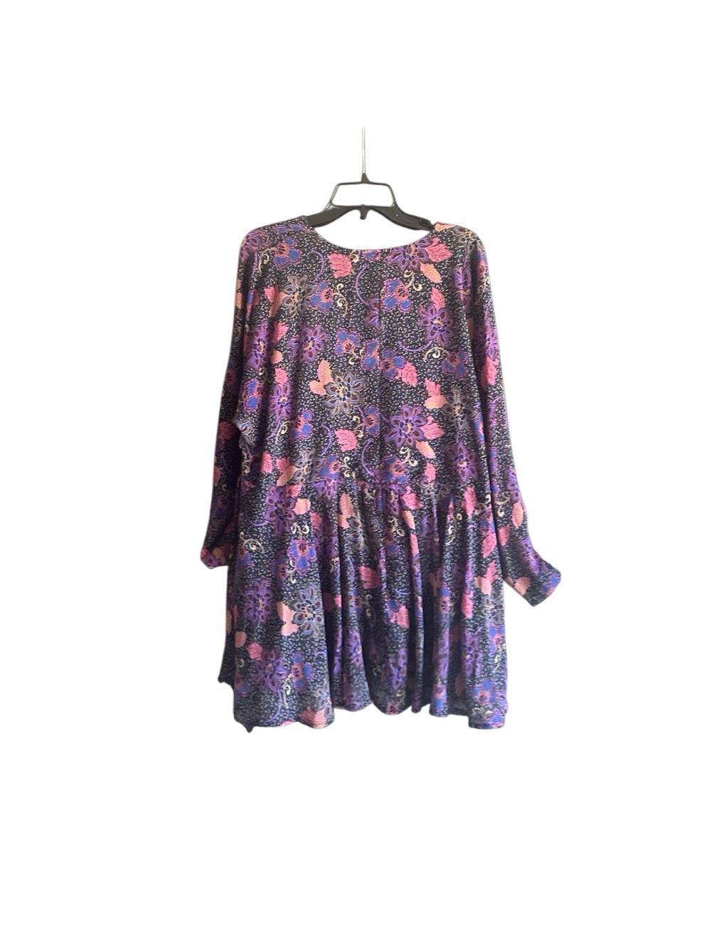 Free People Teegan Mini Dress in Twilight Combo. Faux Wrap Boho Long Sleeve. Med - Picture 9 of 15